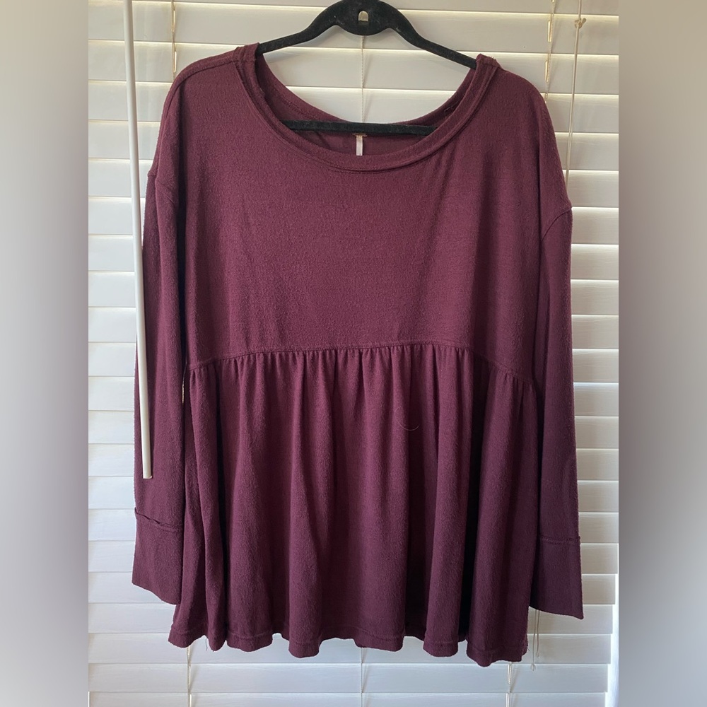Accepting offers- Free People Long-Sleeve Peplum top - Plum